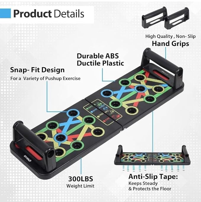 Portable Multifunctional Push-up Board Set With Handles Foldable Fitness Equipment For Chest Abdomen Arms And Back Training