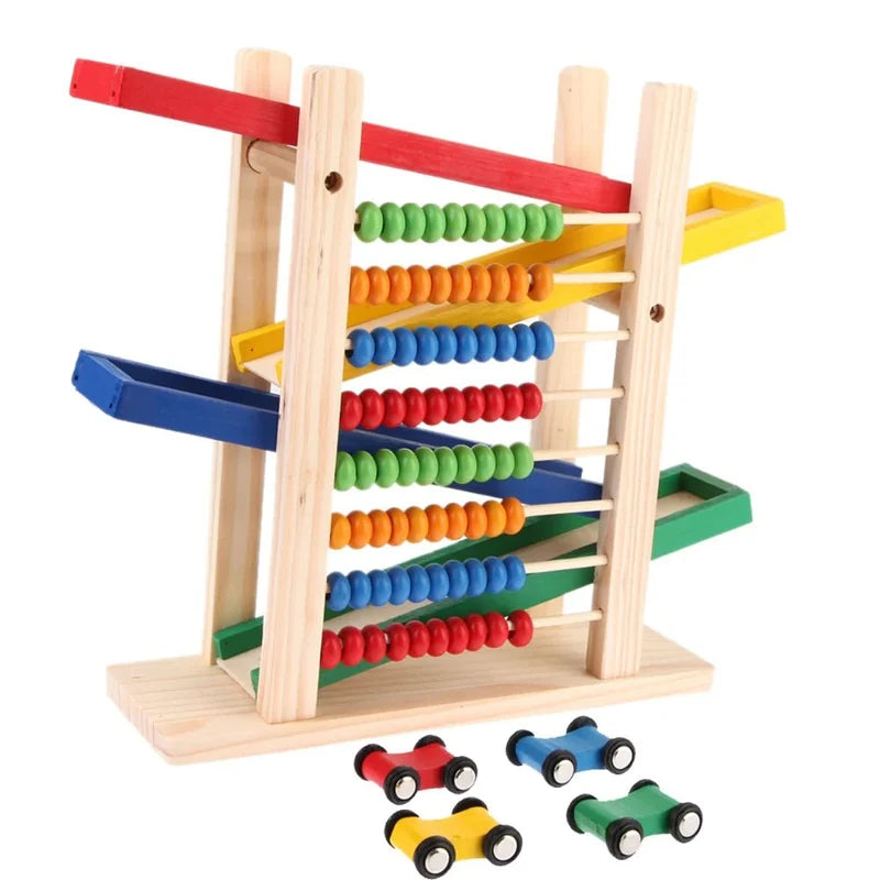Wood Toy - Wooden Abacus & Car Slide Learning Toy